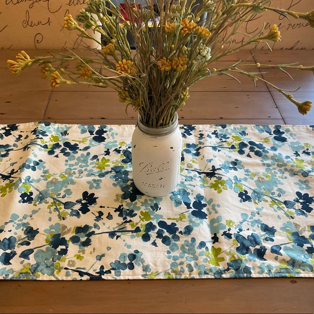 Floral Watercolor Reversible Table Runner